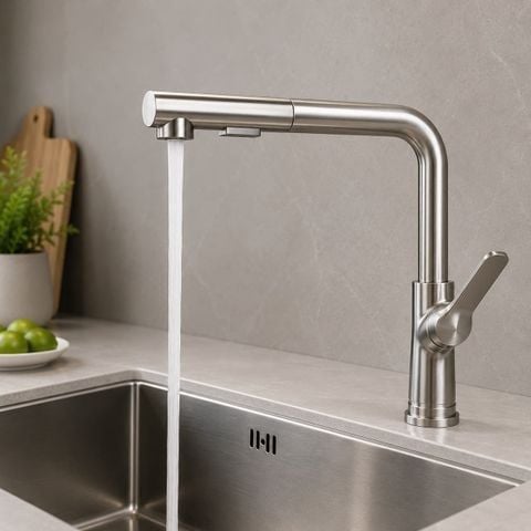 Vòi Rửa Bát Rút Dây Inox 304 VC3050 – 2 Chế Độ Nước, Xoay 360° Cao Cấp