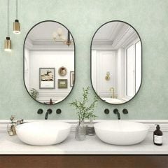 Gương oval viền đen 70x50cm – Chống gỉ, soi nét, sang trọng