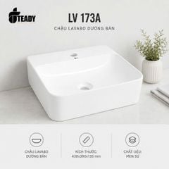 Chậu Lavabo Dương Bàn LV173A Men Sứ Cao Cấp 430x390x135mm
