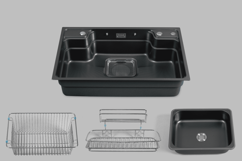Chậu rửa bát Inox 304 màu đen sang trọng –  75x48cm
