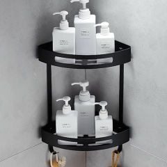 Kệ Góc 2 Tầng Inox 304 Màu Đen Cao Cấp Cho Nhà Tắm Hiện Đại