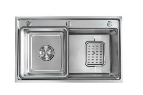 Chậu rửa bát 1 hố inox 304 vân Linen Neoshield 75×46 – chống xước