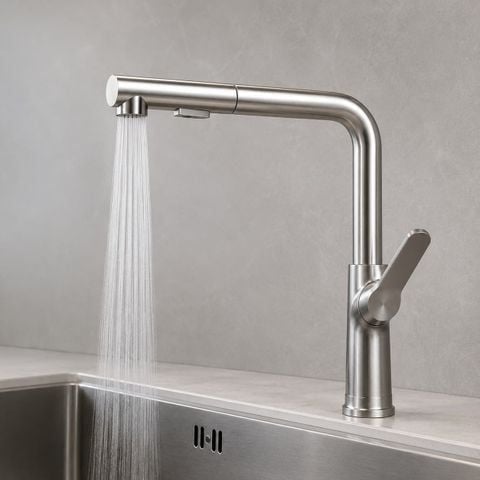 Vòi Rửa Bát Rút Dây Inox 304 VC3050 – 2 Chế Độ Nước, Xoay 360° Cao Cấp