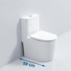 Bồn cầu liền khối nhỏ R86 – Thiết kế nhỏ gọn, men nano chống bám bẩn