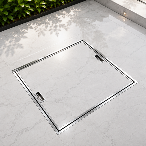 Nắp bể ngầm inox 304 âm sàn 50x50 – Chống gỉ, chịu lực tốt