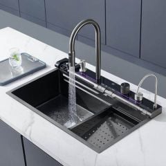 Chậu rửa inox 304 tích hợp LED 75x46cm đa năng thông minh