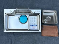 Chậu rửa bát inox 304 cao cấp 78×48 – kèm thớt & khay đa năng, siêu bền