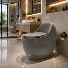 Bồn Cầu Màu Xám Hiện Đại – Xả Xoáy, Men Nano Ceramics