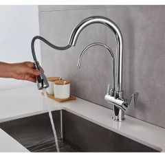 Vòi rửa bát dây rút 3 đường nước K32 – Sang trọng & bền đẹp