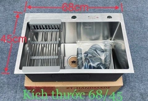 Chậu rửa bát inox 304 680x450 – bản dày, chống ồn, bền vượt trội