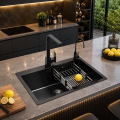 Chậu Rửa Bát 1 Hố Nano Đen KND6045 – Inox Cao Cấp 600x450mm