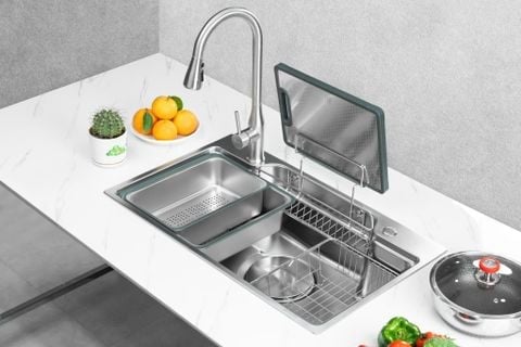 Chậu Rửa Bát 1 Hố Rộng CRB 8048R Inox 304 Cao Cấp