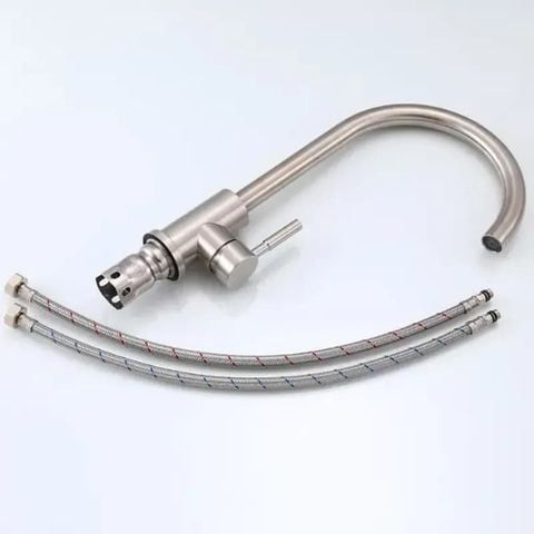 Vòi rửa bát nóng lạnh cần cứng inox 304 thân tròn bền đẹp