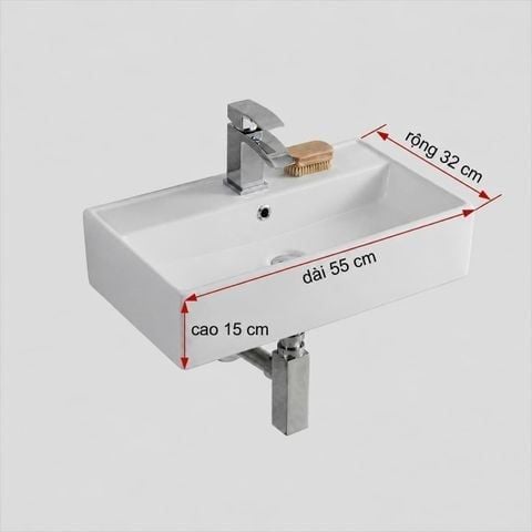 chậu lavabo treo tường phòng tắm nhỏ kích thước 550x320mm
