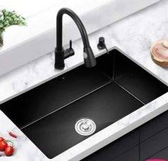 Chậu Rửa Bát 1 Hố Âm Bàn Nano Đen 60x45x24cm – Inox Cao Cấp