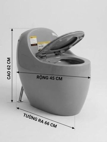 Bồn Cầu Màu Xám Hiện Đại – Xả Xoáy, Men Nano Ceramics