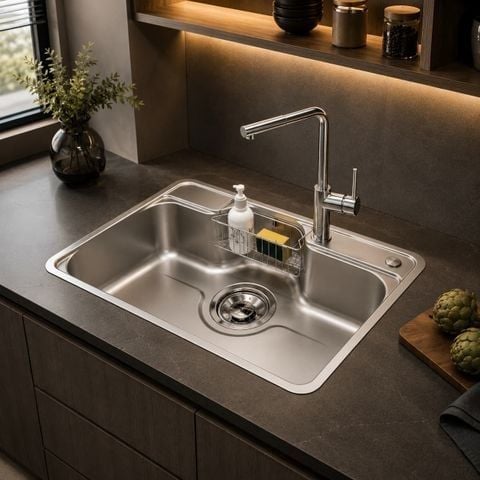 Chậu rửa bát 1 hố Nobinox LIKEN NL724D Inox 304 POSCO Cao Cấp