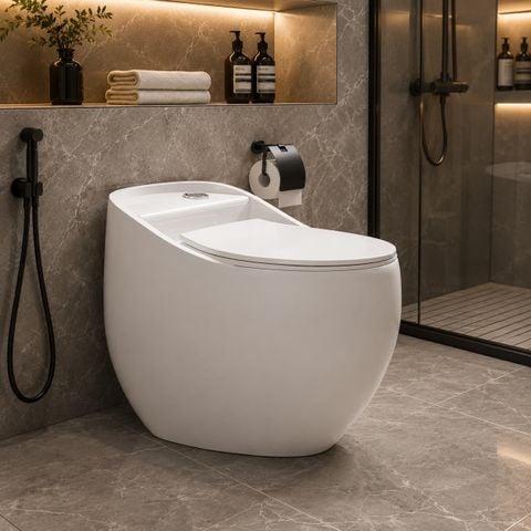 Bồn Cầu Liền Khối LK777 – Thiết Kế Bồn Cầu Trứng Sang Trọng, Xả Êm Raining Clean