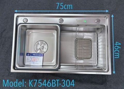 Chậu rửa bát 1 hố K7546BT-304 Inox 304 vân sần 75x46cm