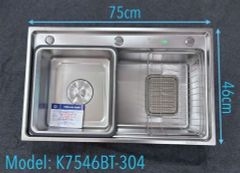 Chậu rửa bát 1 hố K7546BT-304 Inox 304 vân sần 75x46cm