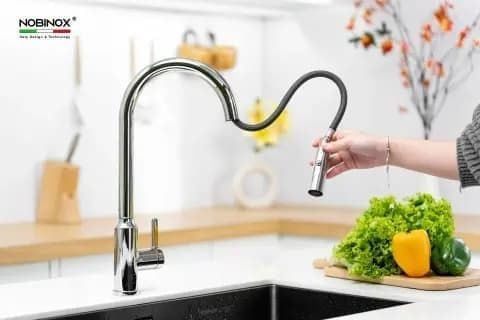 Vòi Rửa Bát Dây Rút NOBINOX IVY NX202 Inox 304 Cao Cấp