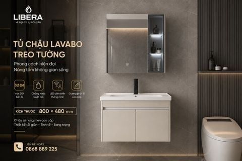 Tủ Chậu Lavabo Treo Tường 800×480 Gương Phôi Bỉ Cao Cấp