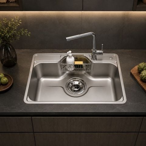 Chậu rửa bát 1 hố Nobinox LIKEN NL724D Inox 304 POSCO Cao Cấp