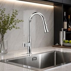 VC008 - Vòi Rửa Bát Đồng Thau Mạ Crom Dây Rút Cao Cấp