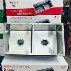 Chậu rửa bát lắp âm bàn đôi 82x45cm Inox SUS304 – Sang trọng, bền đẹp