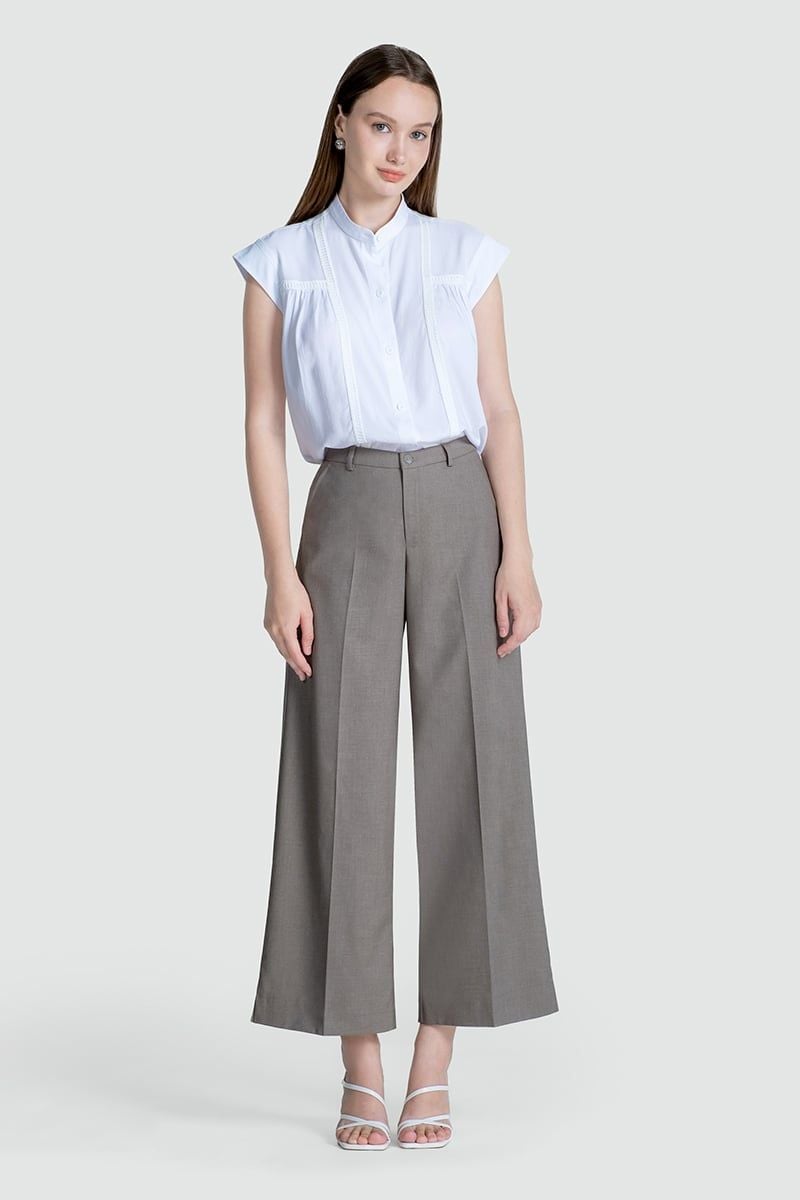  Quần Tây Nữ Xám Ống Rộng FWDP25SS01C 
