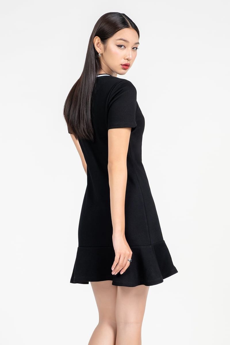  Đầm Thun Nữ Viền Cổ & Gấu Xòe – FWDR25FH01G 