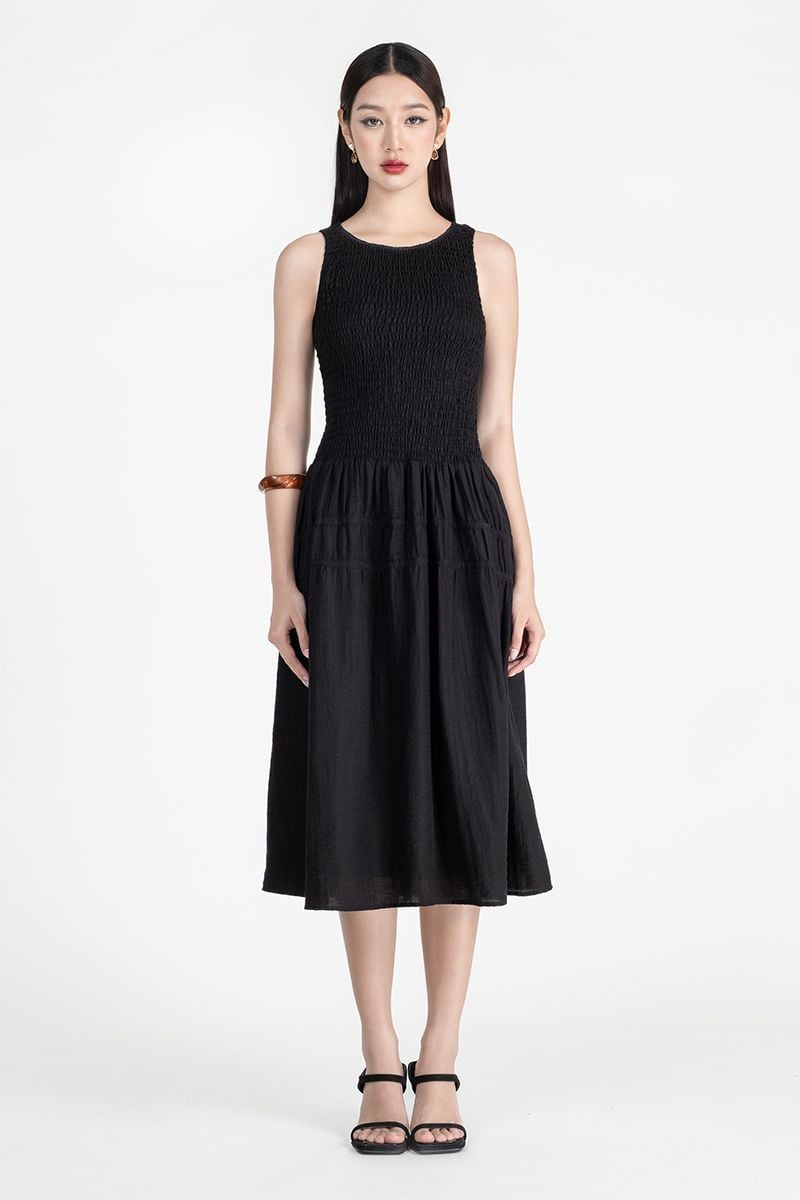 Đầm Nữ Dáng Midi Smocked Thân Trên – FWDR25FH03C 