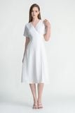 Đầm Trắng Dáng Wrap Cổ Tim FWDR25SS17C 