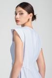  Đầm Trắng Dài Xếp Ly FWDR25SS22C 