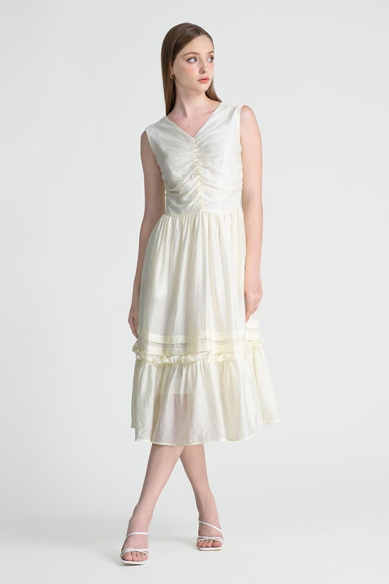  Đầm Dáng Dài Nhún Eo – FWDR25SS24G 