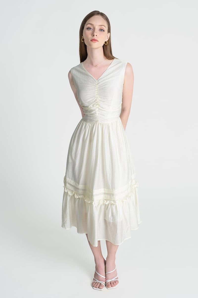  Đầm Dáng Dài Nhún Eo – FWDR25SS24G 