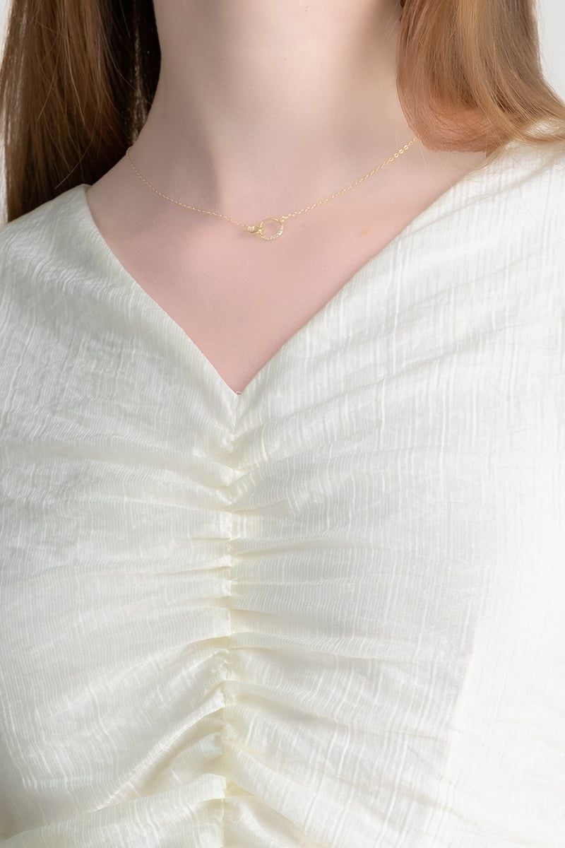  Đầm Dáng Dài Nhún Eo – FWDR25SS24G 