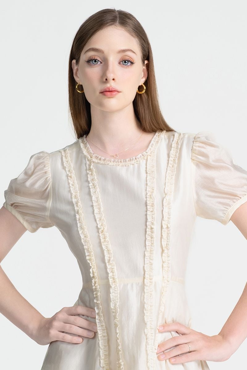  Đầm Xòe Tay Phồng FWDR25SS29G 