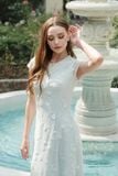  Đầm Midi Ren Hoa Xanh Nhạt Thanh Lịch - FWDR26SS15D 