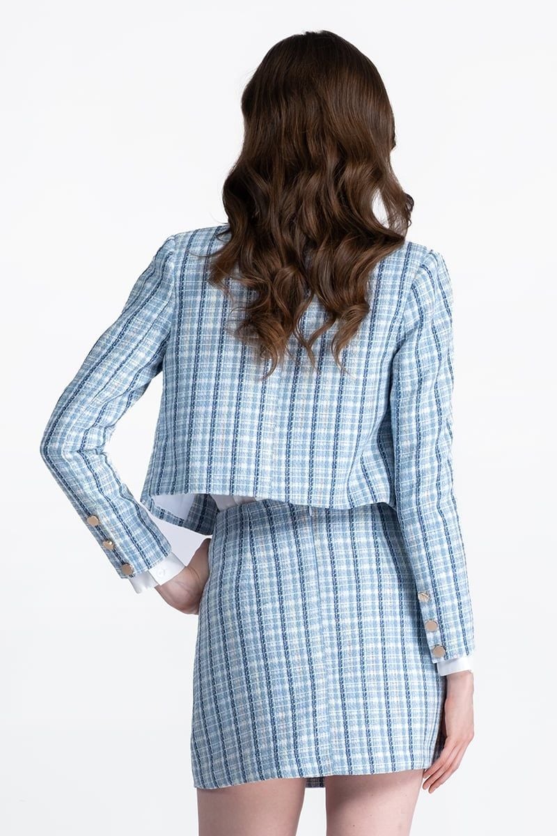  Áo Khoác Hoạ Tiết Ca Rô Dáng Ngắn - FWJK26SS02D 