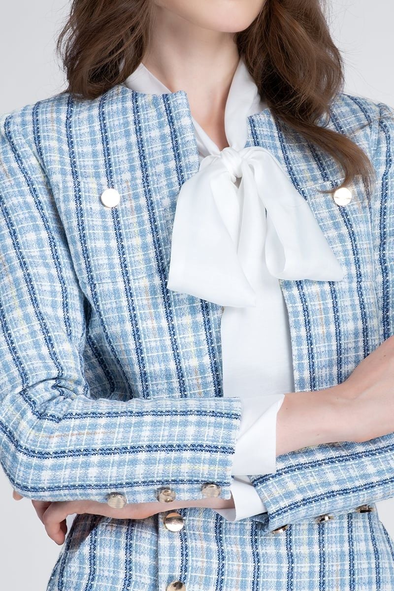  Áo Khoác Hoạ Tiết Ca Rô Dáng Ngắn - FWJK26SS02D 