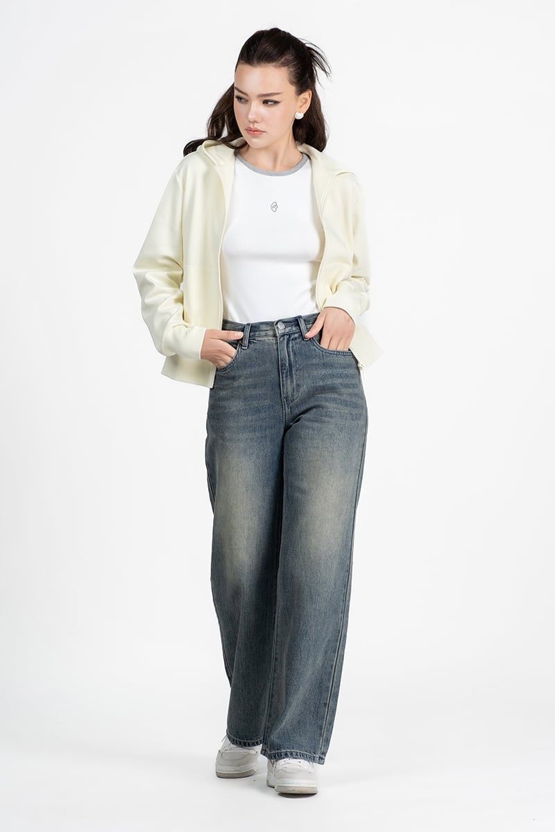  Quần Jeans Xanh Retro FWJN26SS10C 