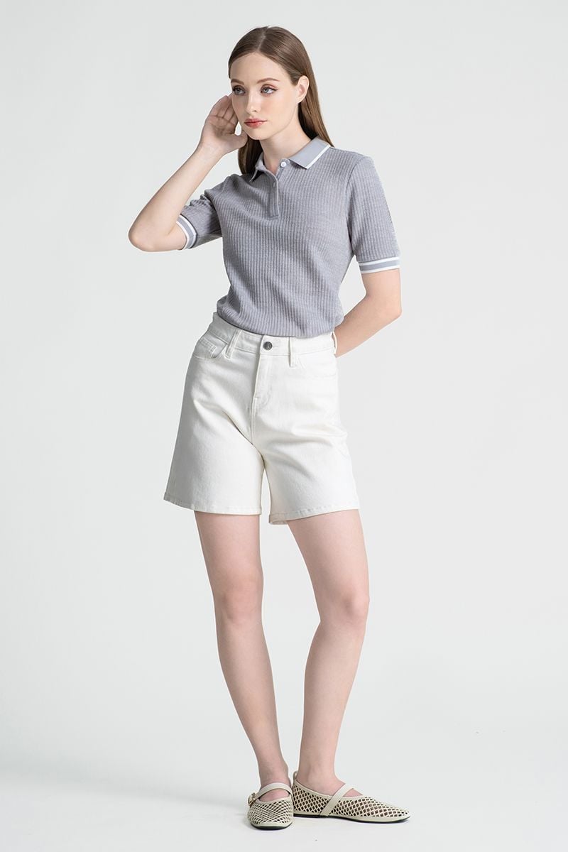  Áo Polo Gân Xám FWKS25FH03G 