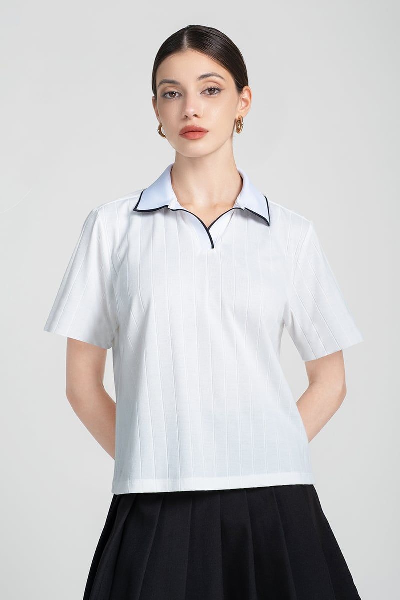 Áo Polo Nữ Cổ Viền Tương Phản 