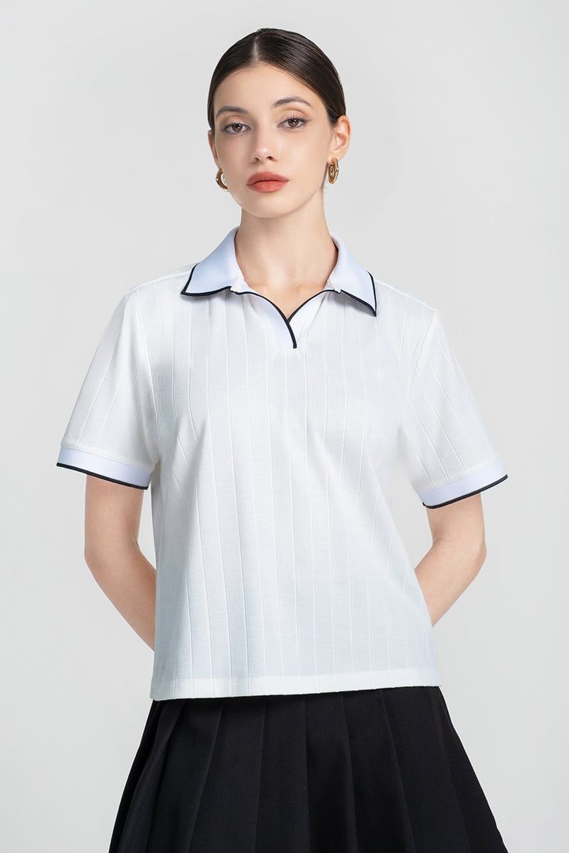  Áo Polo Cổ Viền Tương Phản FWKS25FH04C 