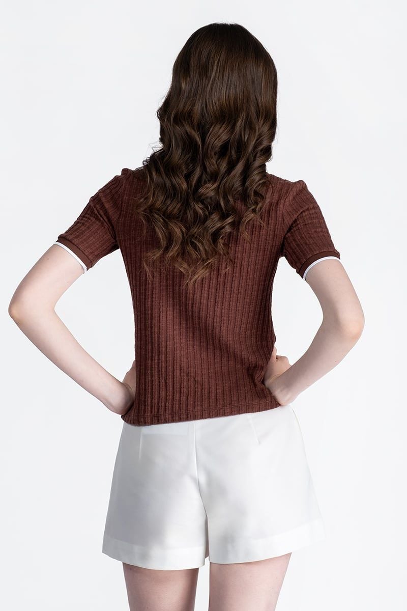  Áo Polo Dệt Gân Phối Viền - FWKS26SS02D 