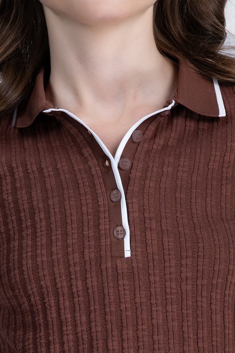  Áo Polo Dệt Gân Phối Viền - FWKS26SS02D 