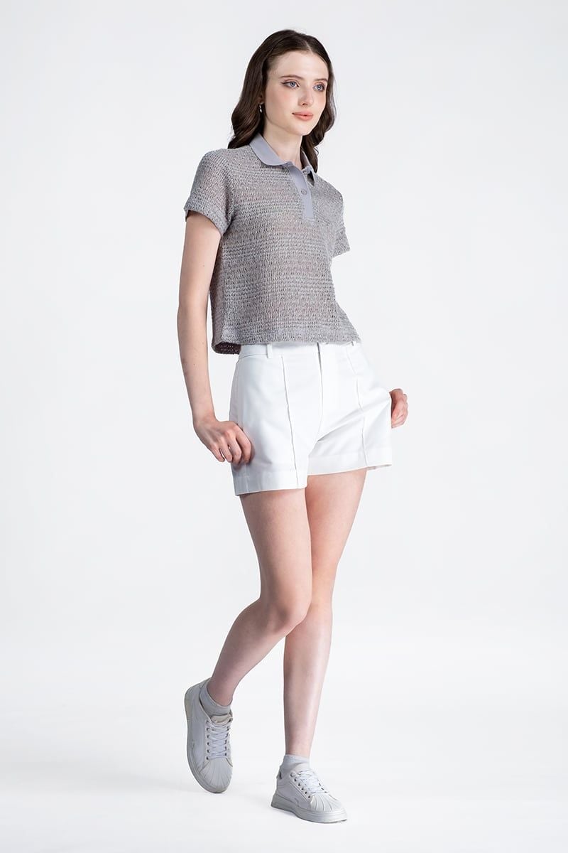  Áo Polo Dệt Lỗ Tay Ngắn - FWKS26SS11D 