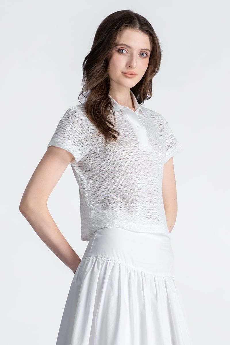  Áo Polo Dệt Lỗ Tay Ngắn - FWKS26SS11D 