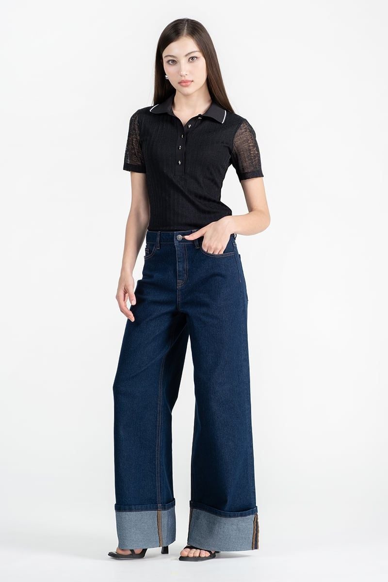  Áo Thun Phối Tay Xuyên Thấu FWKS26SS12D 